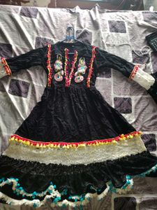 Embellished Black Kurta Set