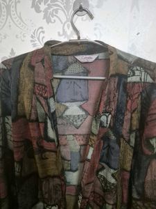 Vintage Abstract Print Blazer