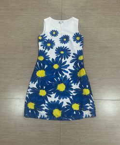 Blue Daisy Print Sleeveless Dress