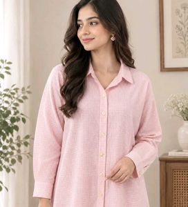Pink Gingham Button-Up Shirt