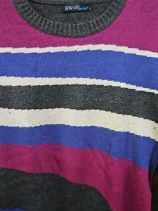 Grey Based Multi Colour Pure Woolen Top Cum Sweat