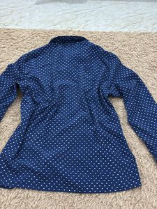 Blue Polka Dot Button-Up Shirt