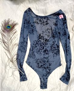Backless Iris Hot Grey Bodysuit