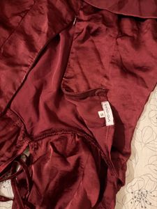 Maroon Satin Halterneck Dress