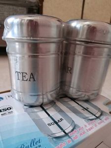 Ekveera Steel Canister Set tea &amp; sugar container