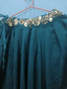 Embroidered Teal Blue top skirt set