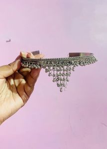 Boho Chic Oxidized Silver Anklet