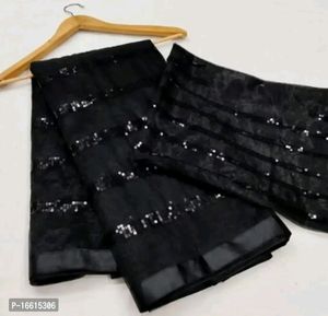 Elegant Black Sequined Saree
