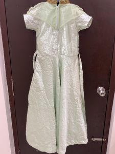 Green Stone Work  Gown For Kids