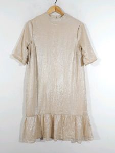 Shimmering Champagne Ruffle Dress