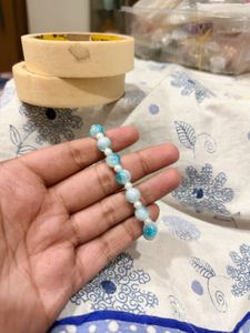 Blue &amp; White Beaded Bracelet