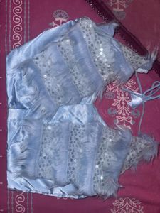 Twinning mom and daughter Designer Blue Saree