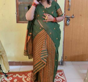 chador mekhla Elegant Green Saree