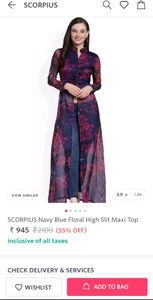 Purple Floral Front Slit Maxi Top