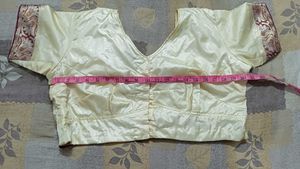 Cream &amp; Maroon Embroidered Silk Saree