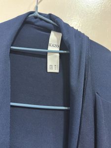 Navy Blue Open Front Drape Cardigan