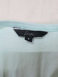 PEOPLE Light Blue Off-Shoulder Long Sleeve Top