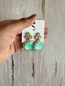 Sparkling Mint Green Stone Earrings