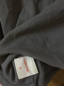 Grey Cropped Half Zip Pullover