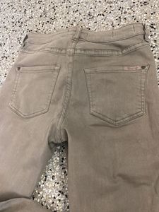 Olive Green Zipper Pocket Skinny Jeans