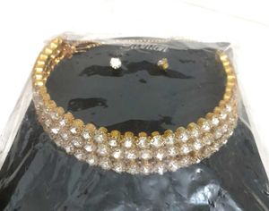Elegant Gold Choker Necklace & Earrings Set