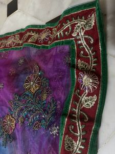 Embroidered Tie-Dye Net Saree