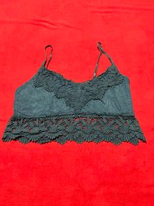 Navy Lace Crop Cami