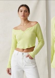 Lime Green Cropped Thermal Top