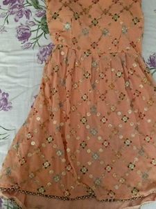 Peach Embroidered Y2k Kurti