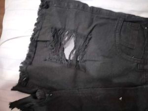 Black Ripped Denim Shorts