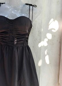 Chic Black Ruched Spaghetti Strap Dress
