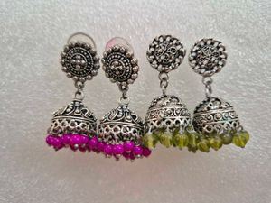 Bohemian Jhumka Earrings with Beads