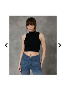 Sleeveless Mock Neck Crop Top