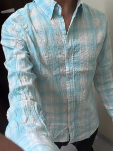 Snitch Men's Light Blue Checkered Shirt