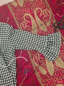 Gingham Tie-Neck Blouse