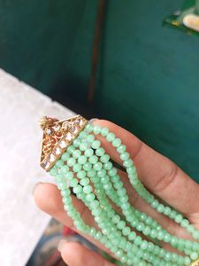 Green Beaded Choker Necklace Set