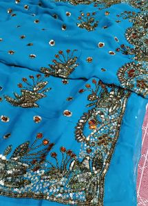 Stunning Blue Embellished Saree