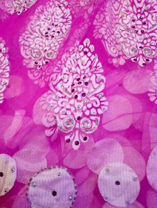 Pink Saree Set With Stitched Blouse And Peticoa