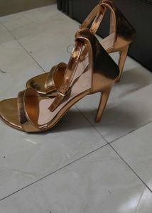 Party Golden Metallic Strappy Heeled Sandals