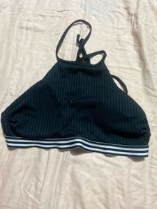 Black Ribbed Bralette Top