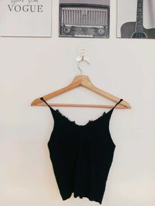 Black cami top with lace trim