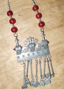 Vintage Oxidised Silver Necklace &amp; Ring Set