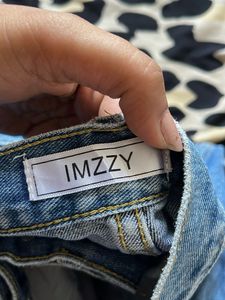 Stylish Blue Jeans with Pink Embroidery