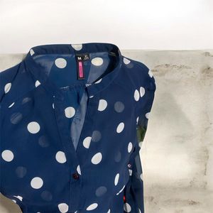 Chic Navy Polka Dot Sheer shirt