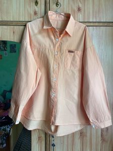 Peach Oversized Button-Up Shirt