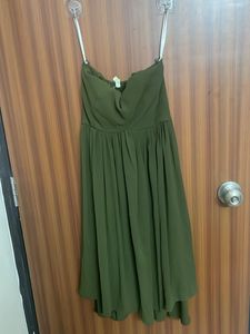 Olive Green Strapless Maxi Dress