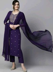 Elegant Purple Embroidered Kurta Set