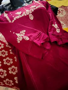Maroon Colour Kurta Designer Neck
