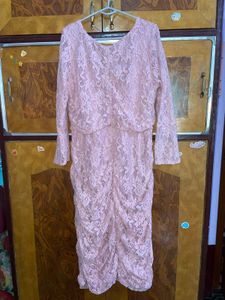 Miss Chase Elegant Ruched Lace Dress XL/40 Inches