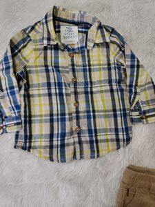 Baby Boys Plaid Shirt and Khaki Pants Set